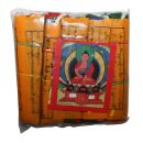 Banderas tibetanas de oración - 10 cm de ancho - letras negro - 02 - Set de 5 tambores - Algodón