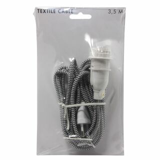 Cable textil blanco y negro con conector E14 para estrellas de papel - 3.5m - cable de conexión