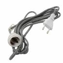 Black textile cable and white with E14 socket for paper...