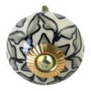 Ceramic door knob shabby chic - Flower 25 - white - grey