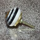 Ceramic door knob shabby chic - Stripes & Strokes - white - black