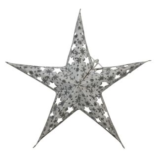 Estrella de papel - Estrella de Navidad - Estrella de 5 puntas - estampado blanco-plateado - 20 cm