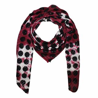 Pañuelo de algodón - puntos batik 2,5 cm negro - rojo - Pañuelo cuadrado para el cuello