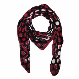 Cotton Scarf - Dots batik 2,5 cm black - red 2 - squared kerchief