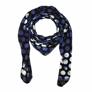 Cotton Scarf - Dots batik 2,5 cm black - blue 2 - squared kerchief