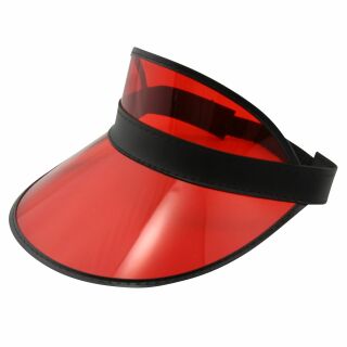Visor Cap - Retro Schildkappe - 80s Poker Schildmütze rot-schwarz