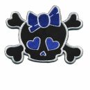 Patch - Skull with hearts - black-blue