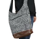 Borsa a tracolla stampata - etnica - shopper - nera