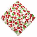 Cotton Scarf - Cherry Print - white - squared kerchief