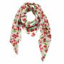 Cotton Scarf - Cherry Print - white - squared kerchief