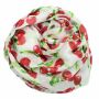 Cotton Scarf - Cherry Print - white - squared kerchief