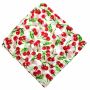 Cotton Scarf - Cherry Print - white - squared kerchief