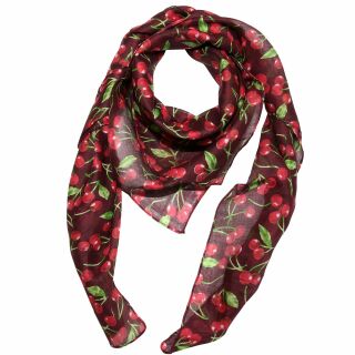 Sciarpa di cotone - ciliegie - rosso - foulard quadrato