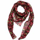 Cotton Scarf - Cherry Print - wine red - squared kerchief