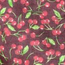 Cotton Scarf - Cherry Print - wine red - squared kerchief