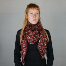 Cotton Scarf - Cherry Print - wine red - squared kerchief