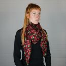 Cotton Scarf - Cherry Print - wine red - squared kerchief