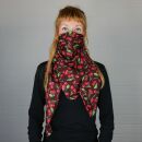 Cotton Scarf - Cherry Print - wine red - squared kerchief