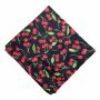 Cotton Scarf - Cherry Print - black - squared kerchief