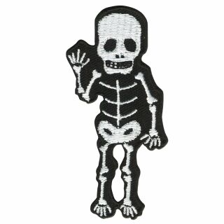 Aufnäher - Skelett - winkend schwarz-weiß - Patch