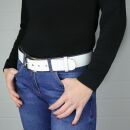 Leather belt - belt with buckle - white - cracked look - 4 cm
