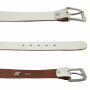 Cinturón de cuero - Cinturón de cuero con hebilla - blanco - aspecto agrietado - 4 cm