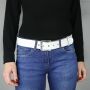 Leather belt - belt with buckle - white - cracked look - 4 cm