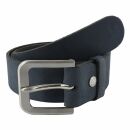Leather belt - Leather belt with buckle - navy blue -...