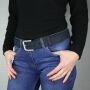 Leather belt - Leather belt with buckle - navy blue - cracked look - 4 cm