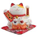 Gatto della fortuna - Gatto cinese - Porcellana 24 cm bianco - Maneki Neko di alta qualità 01