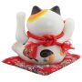 Agitando gato chino - Porcelana 24 cm blanco - Maneki Neko de alta calidad 01