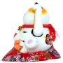 Lucky cat - Porcelain 24 cm white - High quality Maneki Neko - Waving cat 01