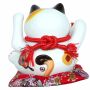 Agitando gato chino - Porcelana 24 cm blanco - Maneki Neko de alta calidad 01