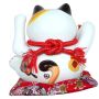 Gatto della fortuna - Gatto cinese - Porcellana 24 cm bianco - Maneki Neko di alta qualità 01