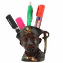 Pirate pen pot - brass - red