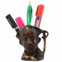 Pirate pen pot - brass - red