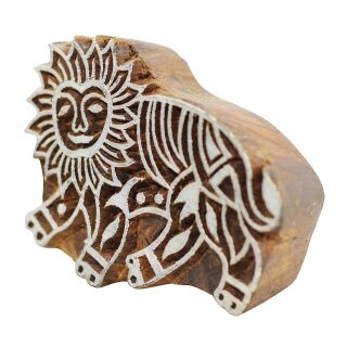 Timbro in legno - leone - destra - 7 cm - Legno