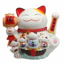 Gatto della fortuna - Gatto cinese - Porcellana 25 cm bianco - Maneki Neko di alta qualità 01