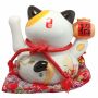 Lucky cat - Porcelain 25 cm white - High quality Maneki Neko - Waving cat 01