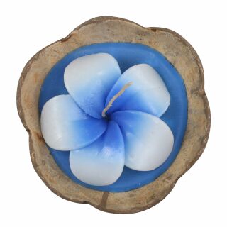 Vela - hibisco en cáscara de coco - azul