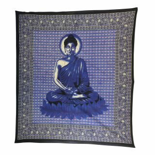 Tagesdecke - Wandtuch - Buddha - blau - 215x235cm