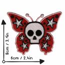 Patch - Butterfly Skull red white black