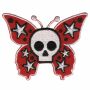 Aufnäher - Totenkopf Schmetterling - rot-weiß-schwarz - Patch