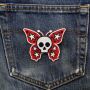 Patch - Butterfly Skull red white black