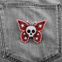 Patch - Butterfly Skull red white black
