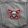 Patch - Butterfly Skull red white black