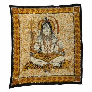 Coperta da meditazione - telo da parete - copriletto - Shiva - 215x235cm - arancione