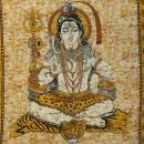 Coperta da meditazione - telo da parete - copriletto - Shiva - 215x235cm - arancione