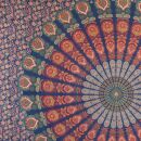 Meditationsdecke - Tagesdecke - Wandtuch - Mandala - rot-blau - 215x235cm