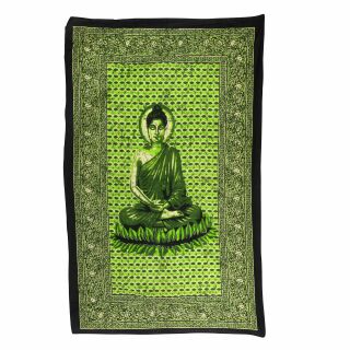 Manta de meditación - Colcha - Paño de pared - Buddha - verde - 135x210cm